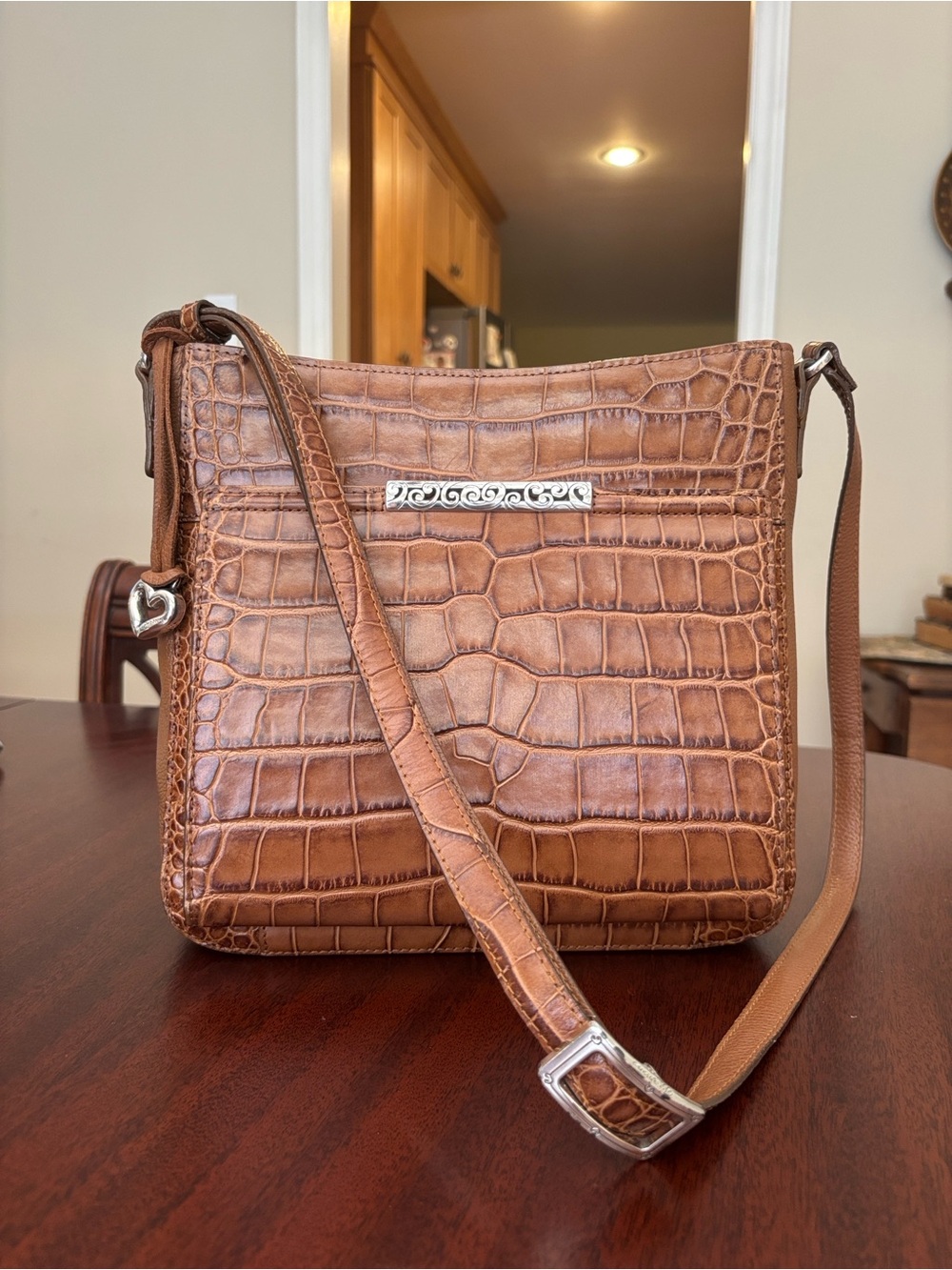 Brighton Mingle Sage Mock Croco Nutmeg Organizer Shoulder/Crossbody Bag MSRP$350 - Picture 2 of 13